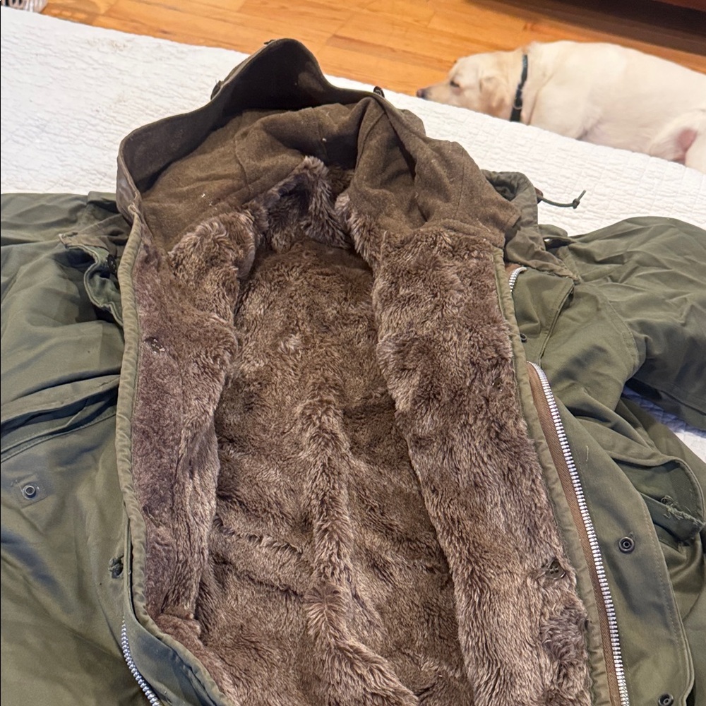 Men's Olive Green Fur-Lined Jacket